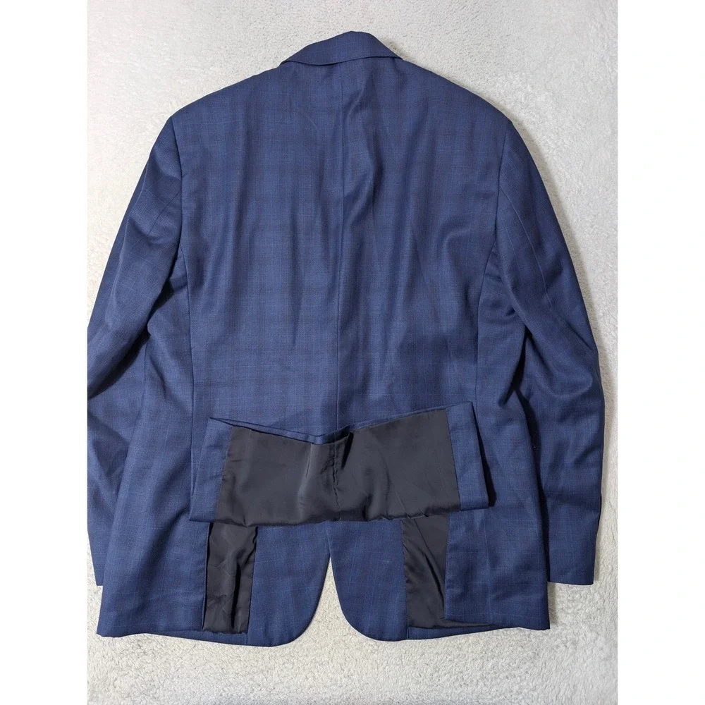 Jos.‎ A. Bank Traveler Blazer Mens 44L Blue Glen Plaid 100% Wool 2-Button Jacket